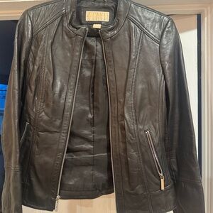 Michael Kord Black Leather Jacket for Women
